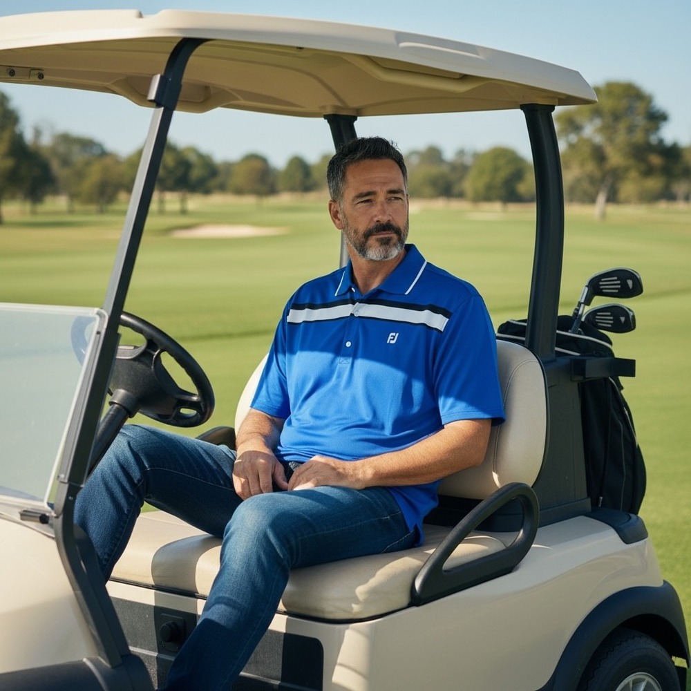 FootJoy Mens XXL Royal Blue Striped ProDry Performance Golf Polo Shirt Short Slv